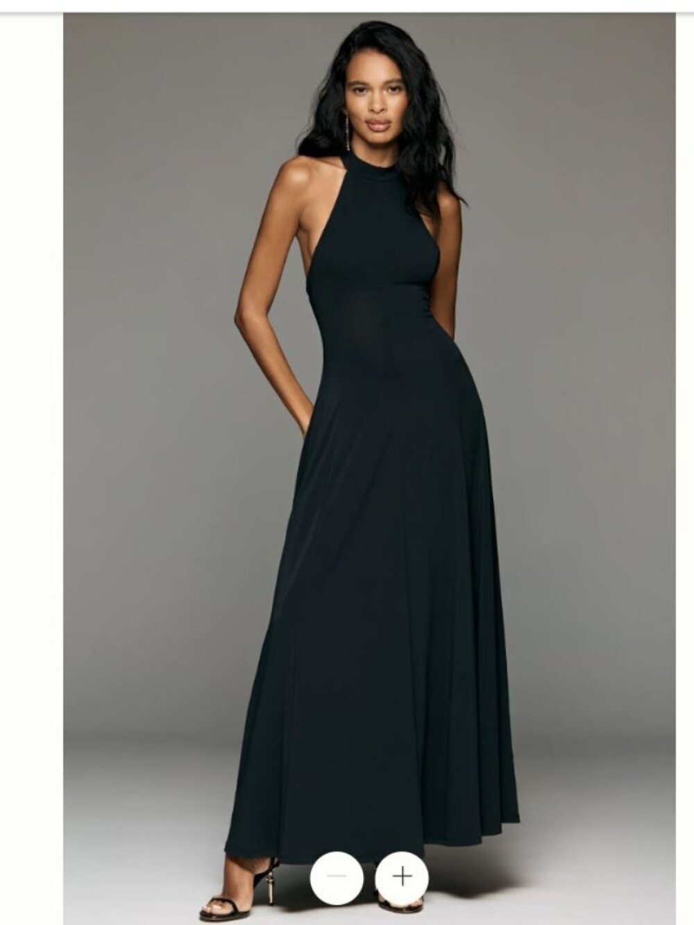 NWT By Anthropologie Halter Open-Back A-Line Black Maxi Dress Size M